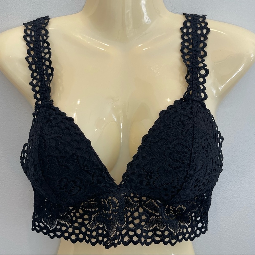 Aerie Bralette Womens Sz M Black Lace bralette lined Black